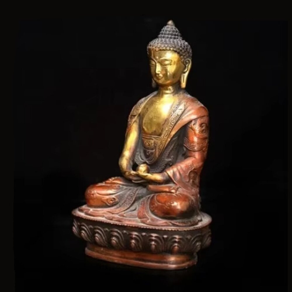 SHAKYAMUNI Artisan DRAGON BUDDHA Statue 8 Painted Bronze Metal Painted Spiritual - Picture 6 of 10